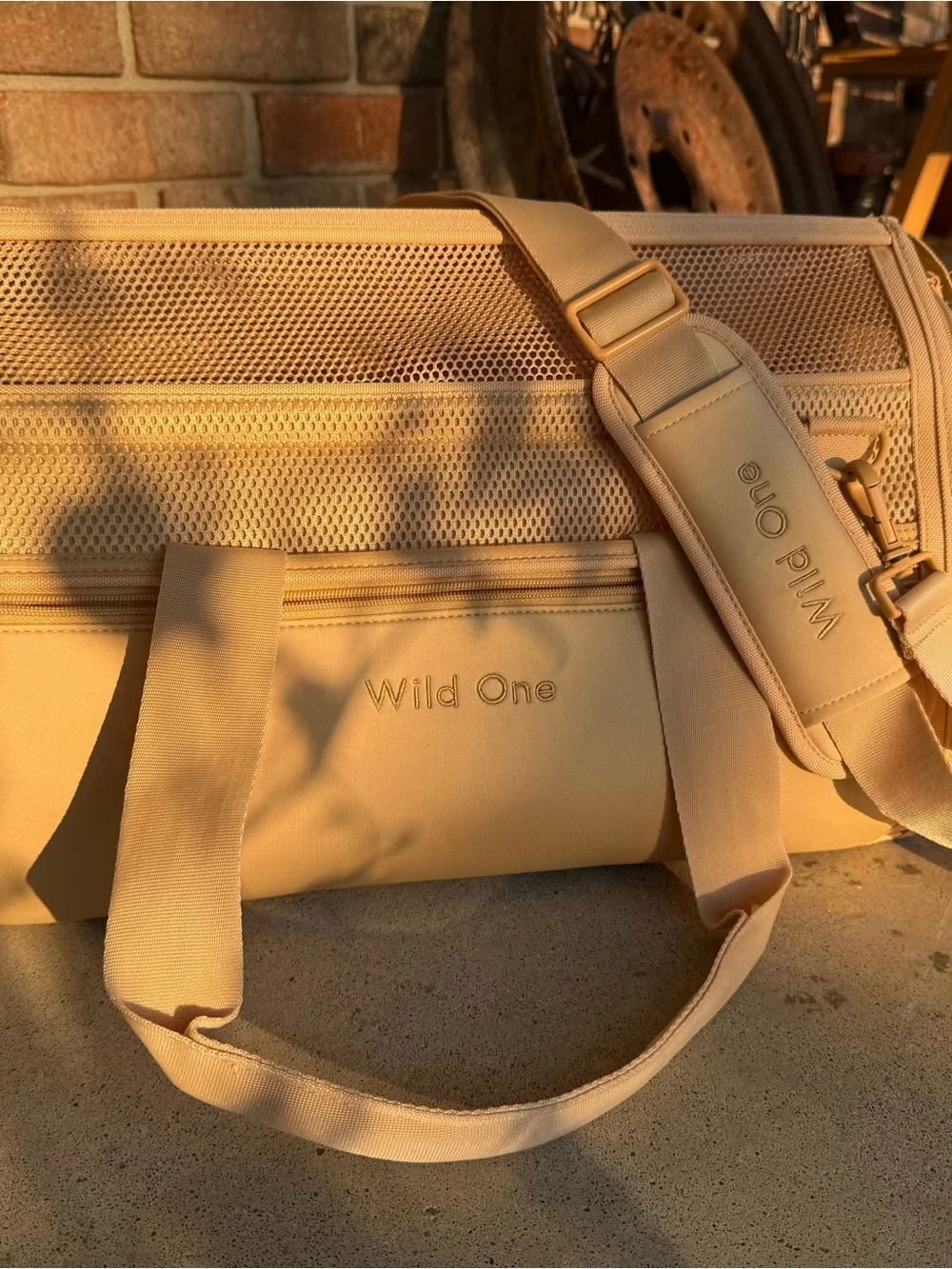 Wild One Cream Pet Travel Carrier with Padded Shoulder Strap